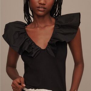 Elegant Black Ruffle Sleeve Top